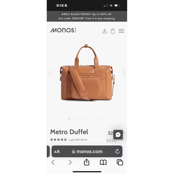 Saddle tan Metro duffel/weekend bag NWT - Picture 1 of 10